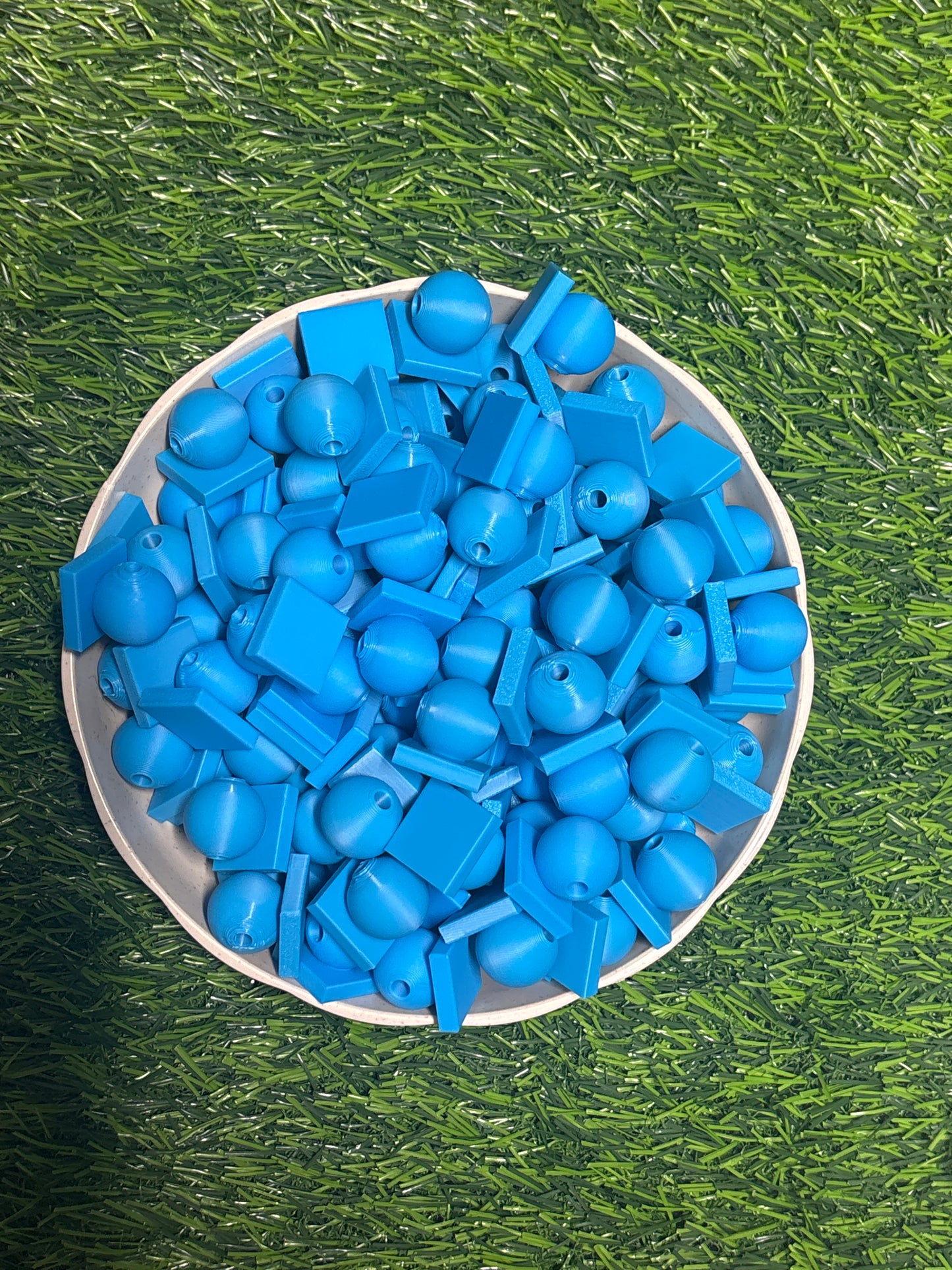 (210)3d printed blue Bead with Flat-Back Attachment for Acrylic