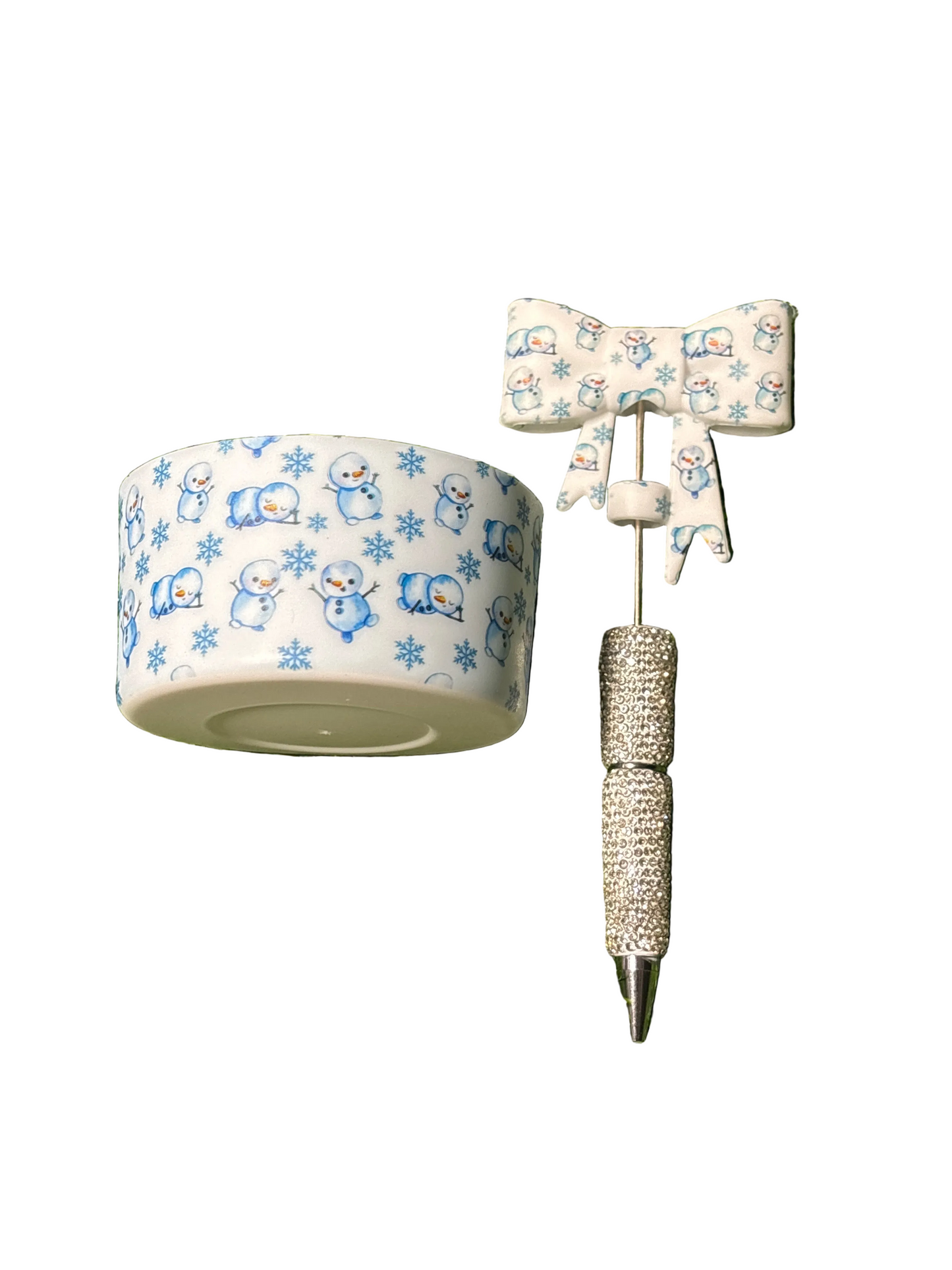 Snow man cup boot/ straw topper pen set