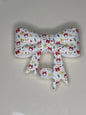 White chick with a red bow silicone straw topper bow #5