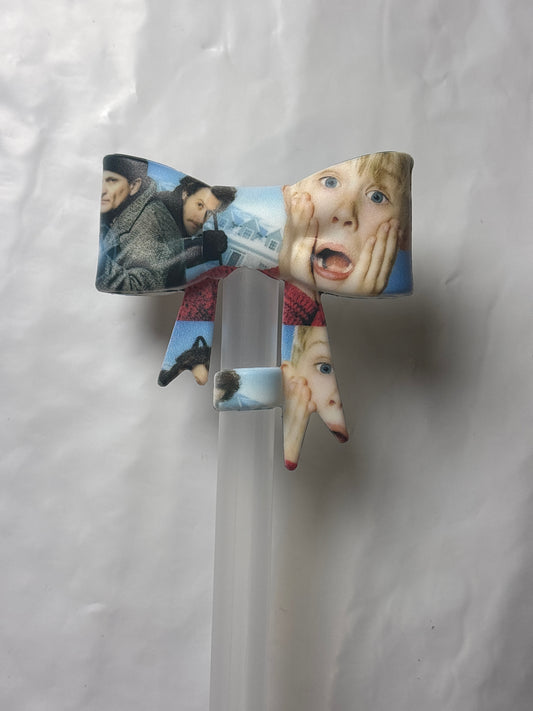 Christmas home alone straw topper bow #125