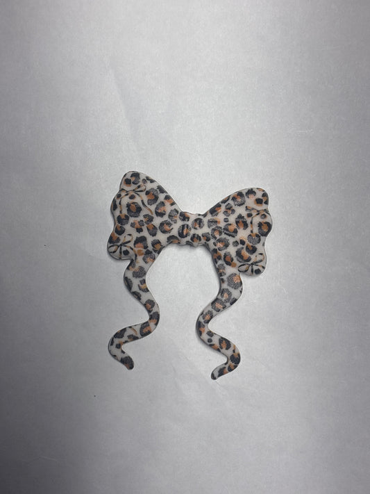Brown cheetah  flat silicone bow