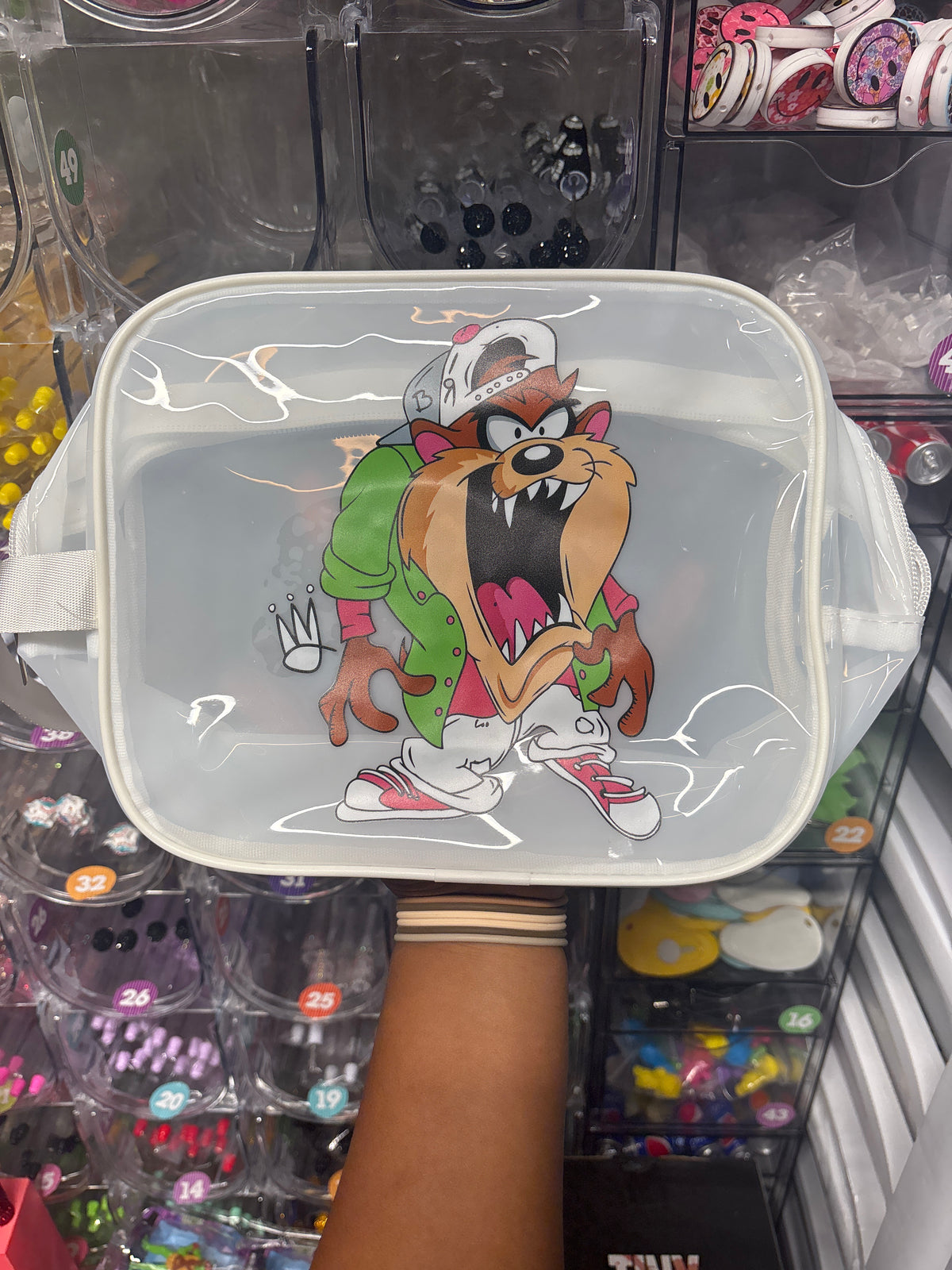 Taz Looney Tunes white tote bag
