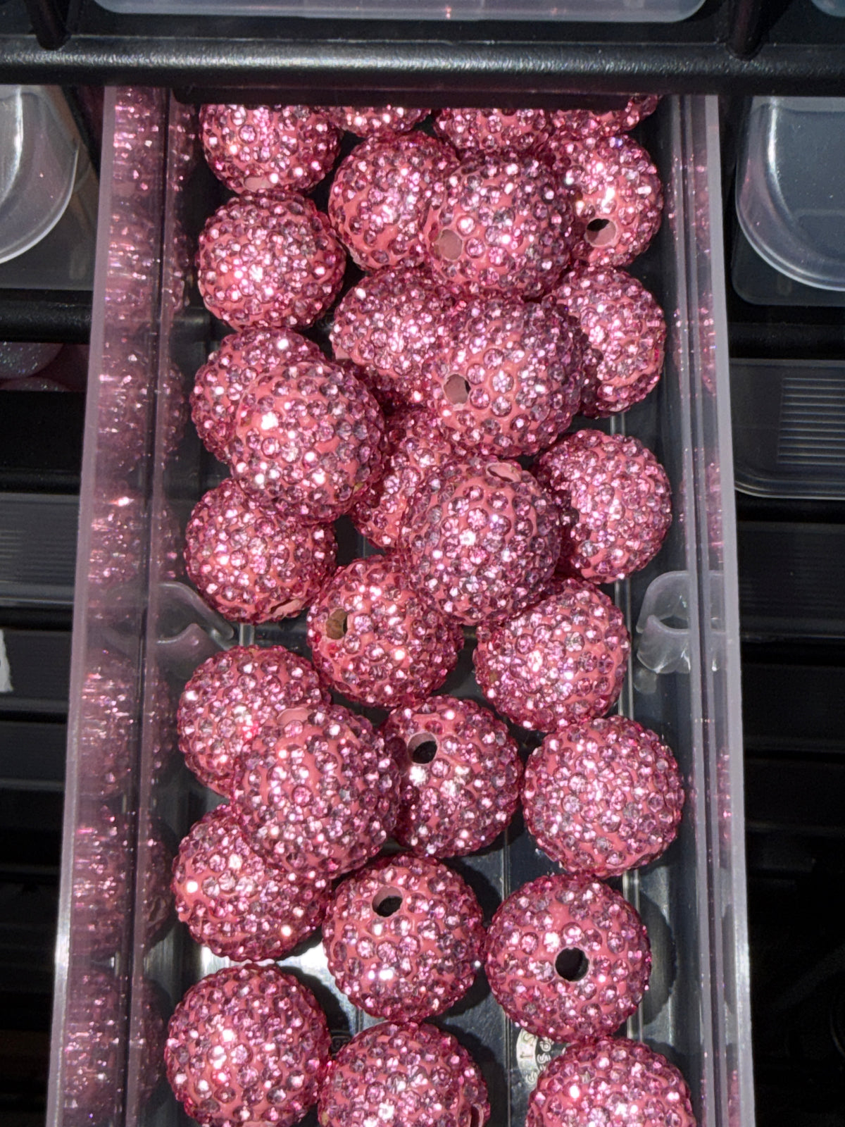 Pink fancy 16mm clay bead #256)