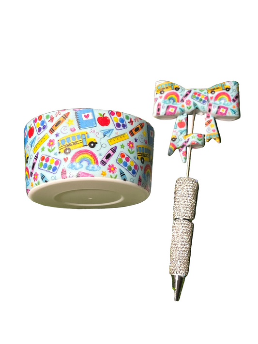 School straw topper and boot set. Pen not included.