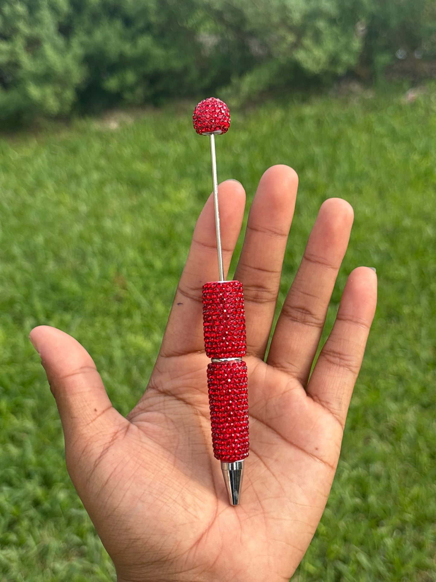 Red beadable rhinestone pen #62