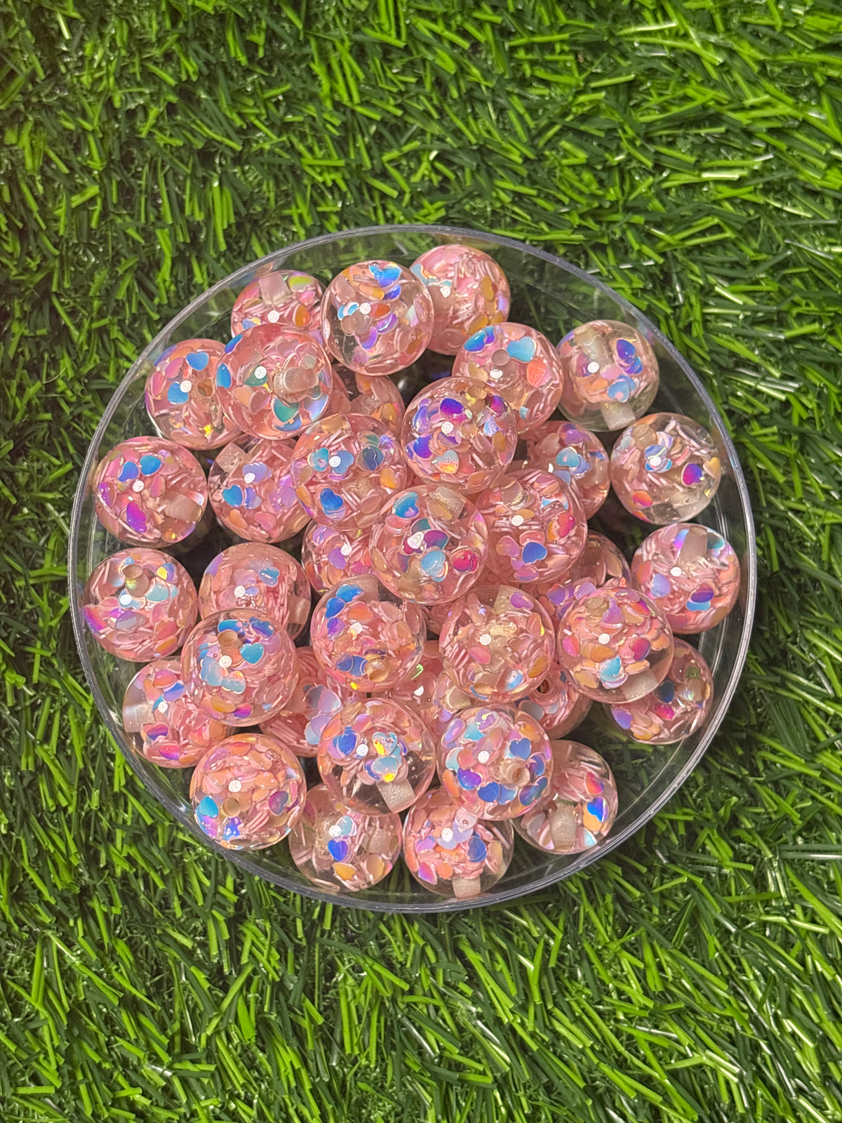 Pink hearts acrylic 16 mm bead #14
