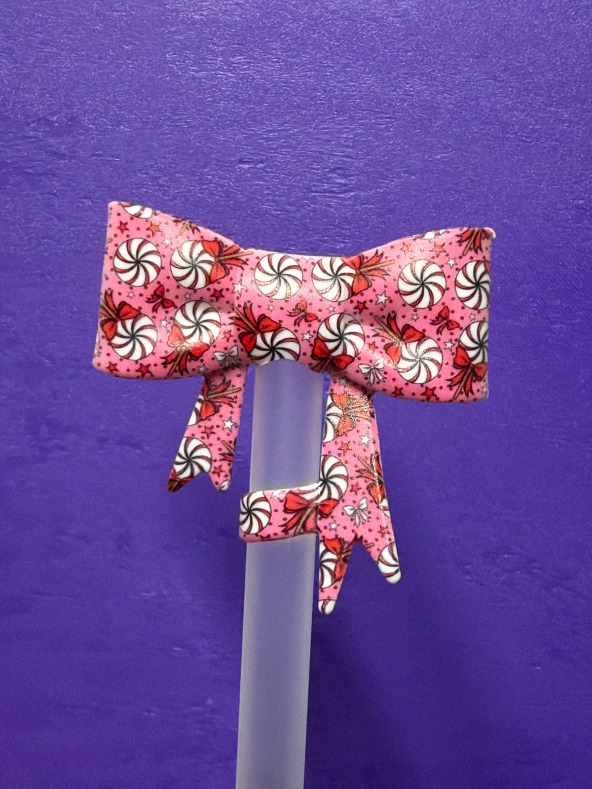cristmas lollipop straw topper bow #105