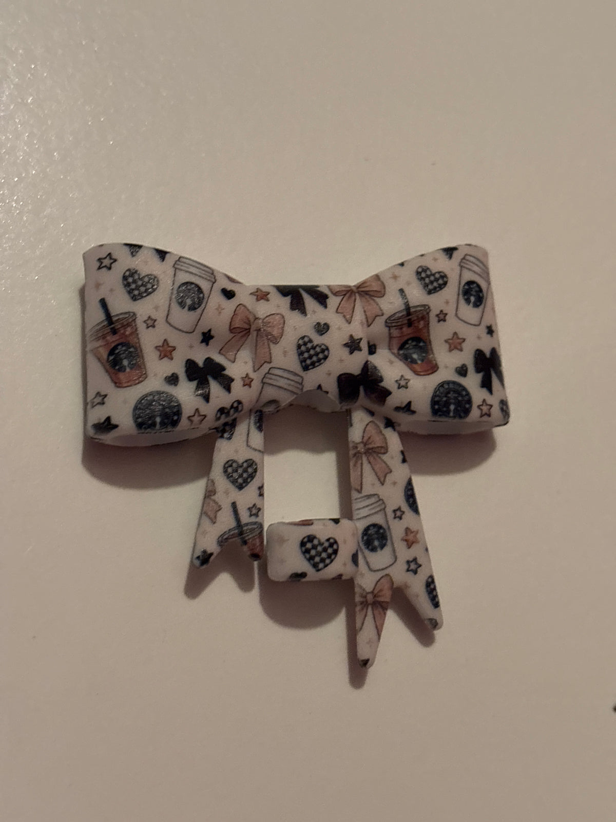 White Starbucks silicone bow straw topper#54