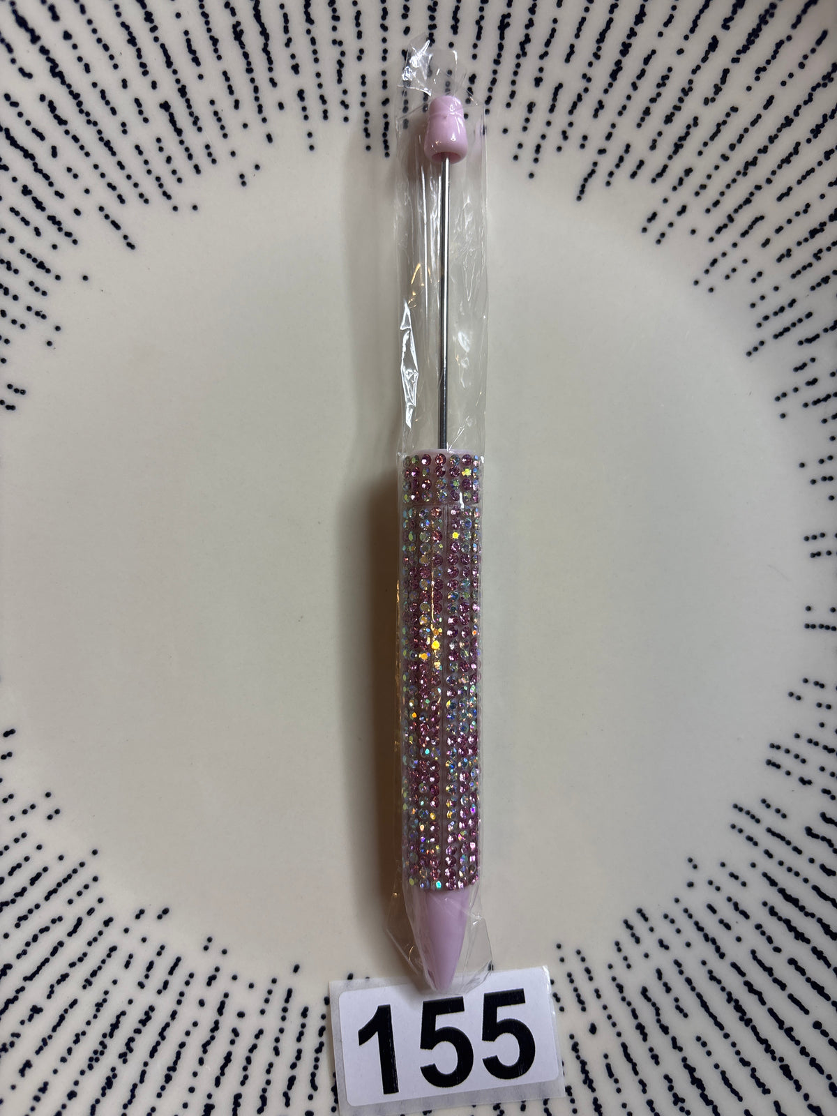 silver & pink rhinestone beadable pen #46