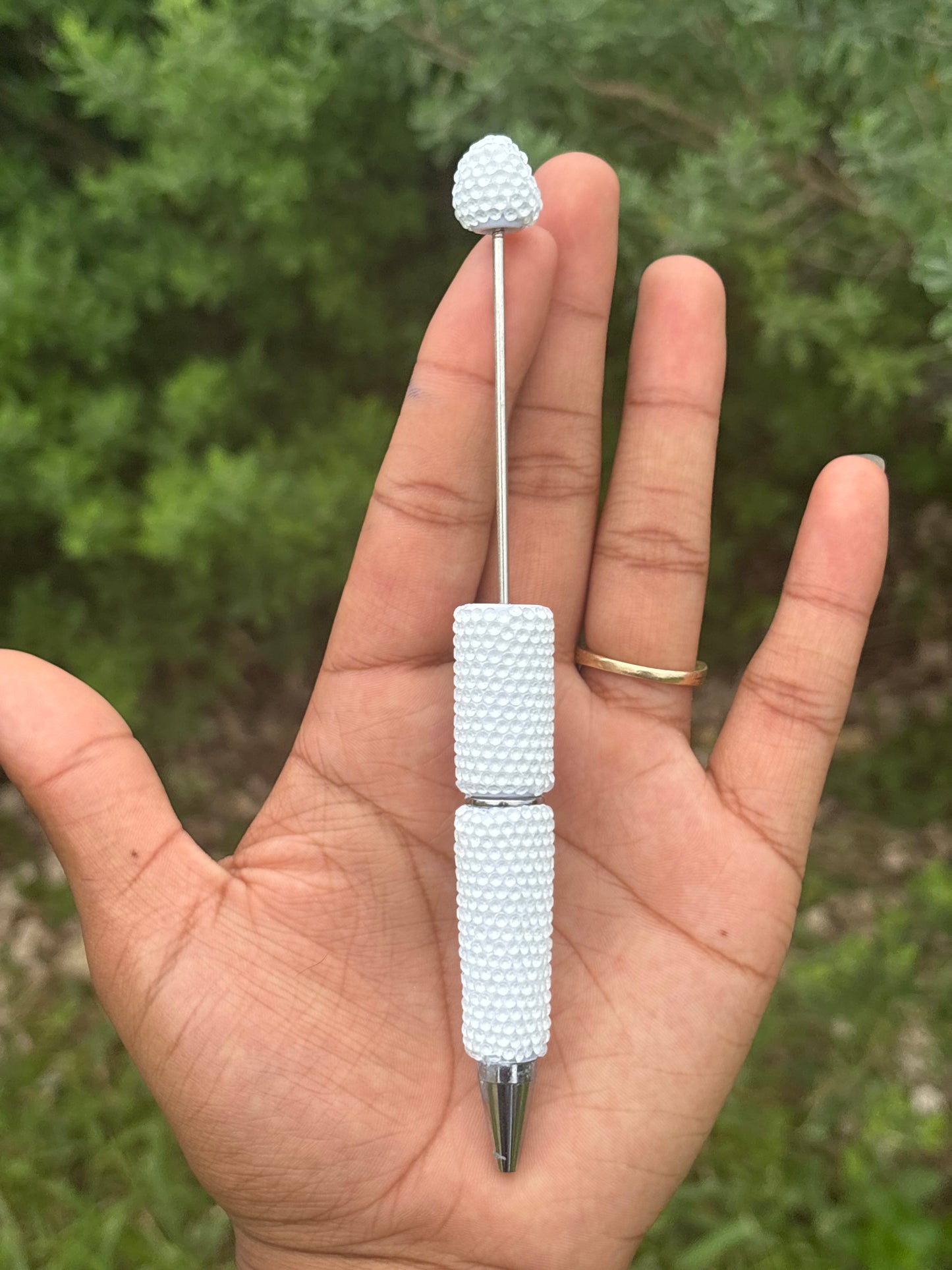 White clay beadable rhinestone pen