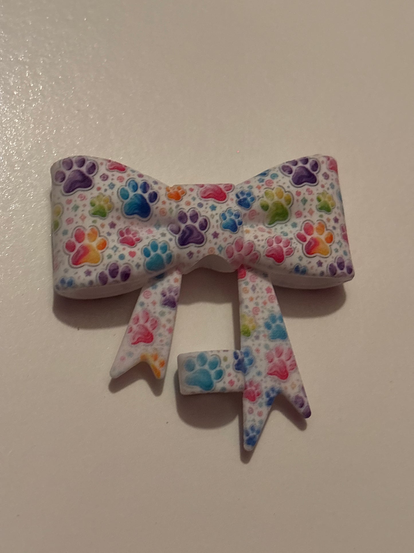 Colorful dog paws silicone bow straw topper
