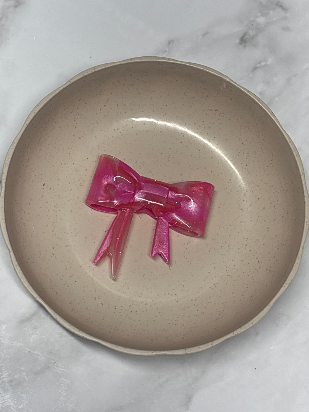 Pink marble glitter straw topper bow #M2