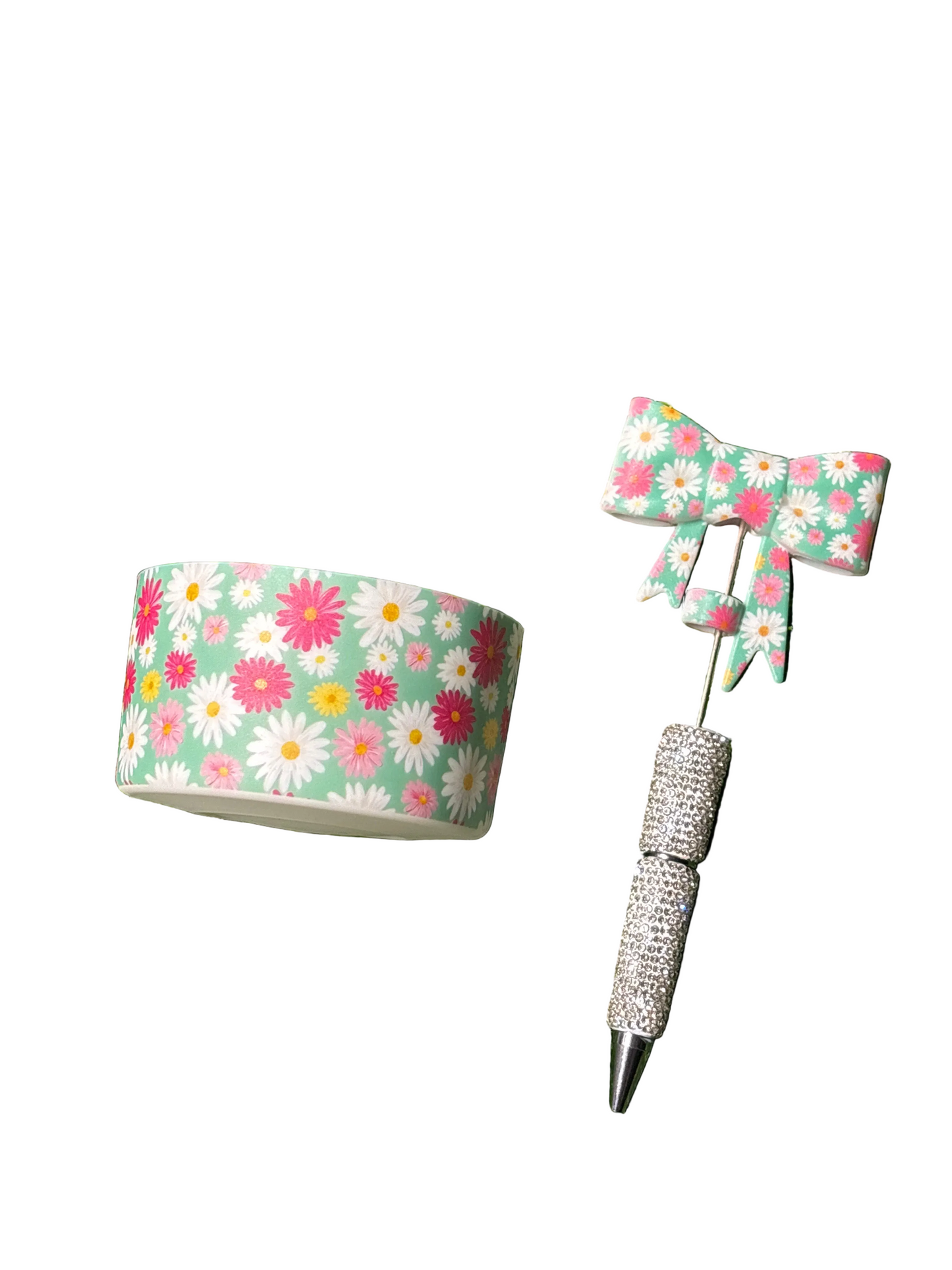 Flowers cup boot/ straw topper pen set