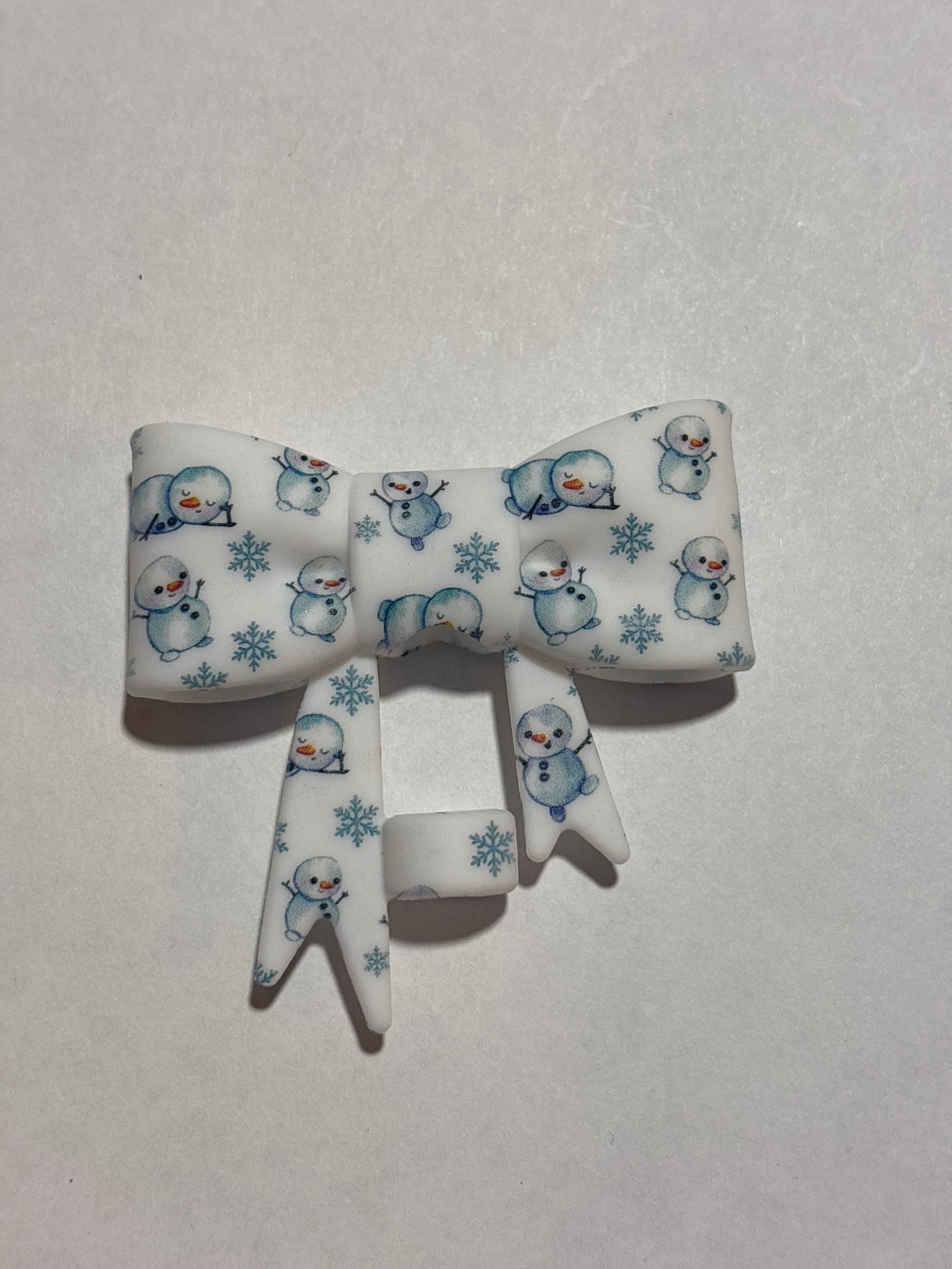 Snowman staw topper bow #62