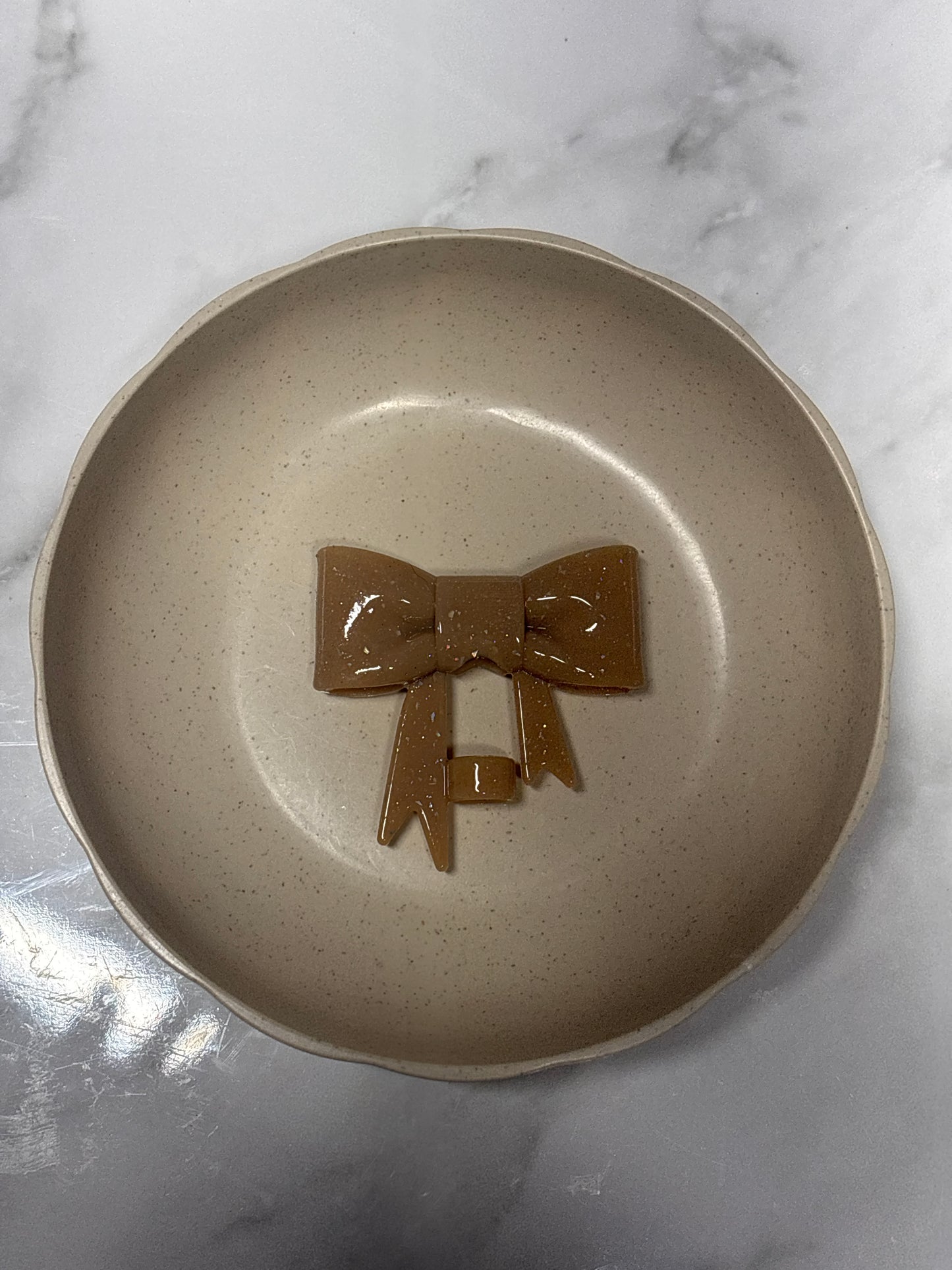 Brown glitter straw topper bow #J2