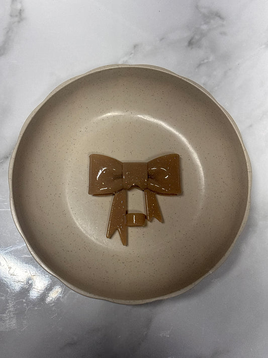 Brown glitter straw topper bow #J2
