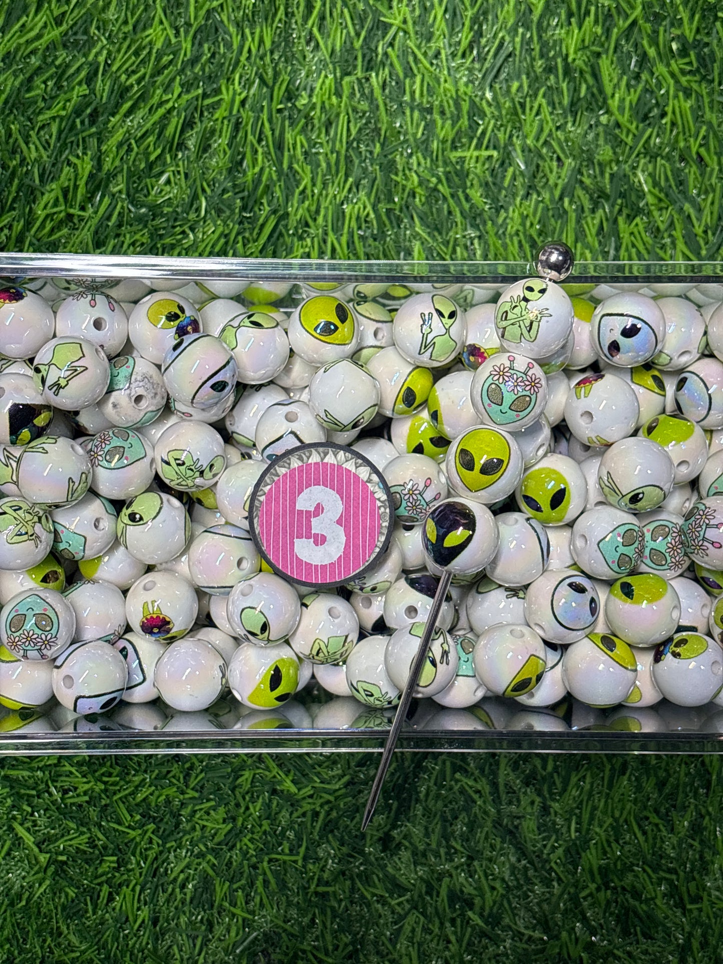 Acrylic alien bead random pick #3