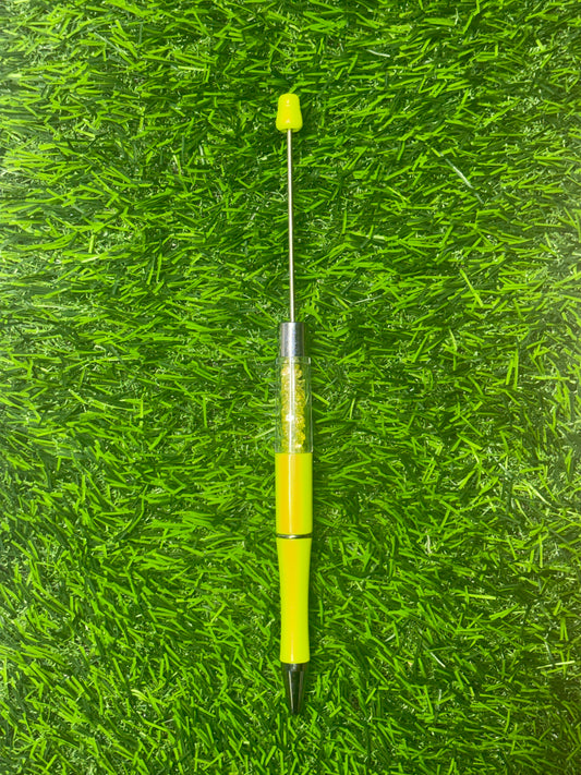 Lime green filled beadable  snow globe pen