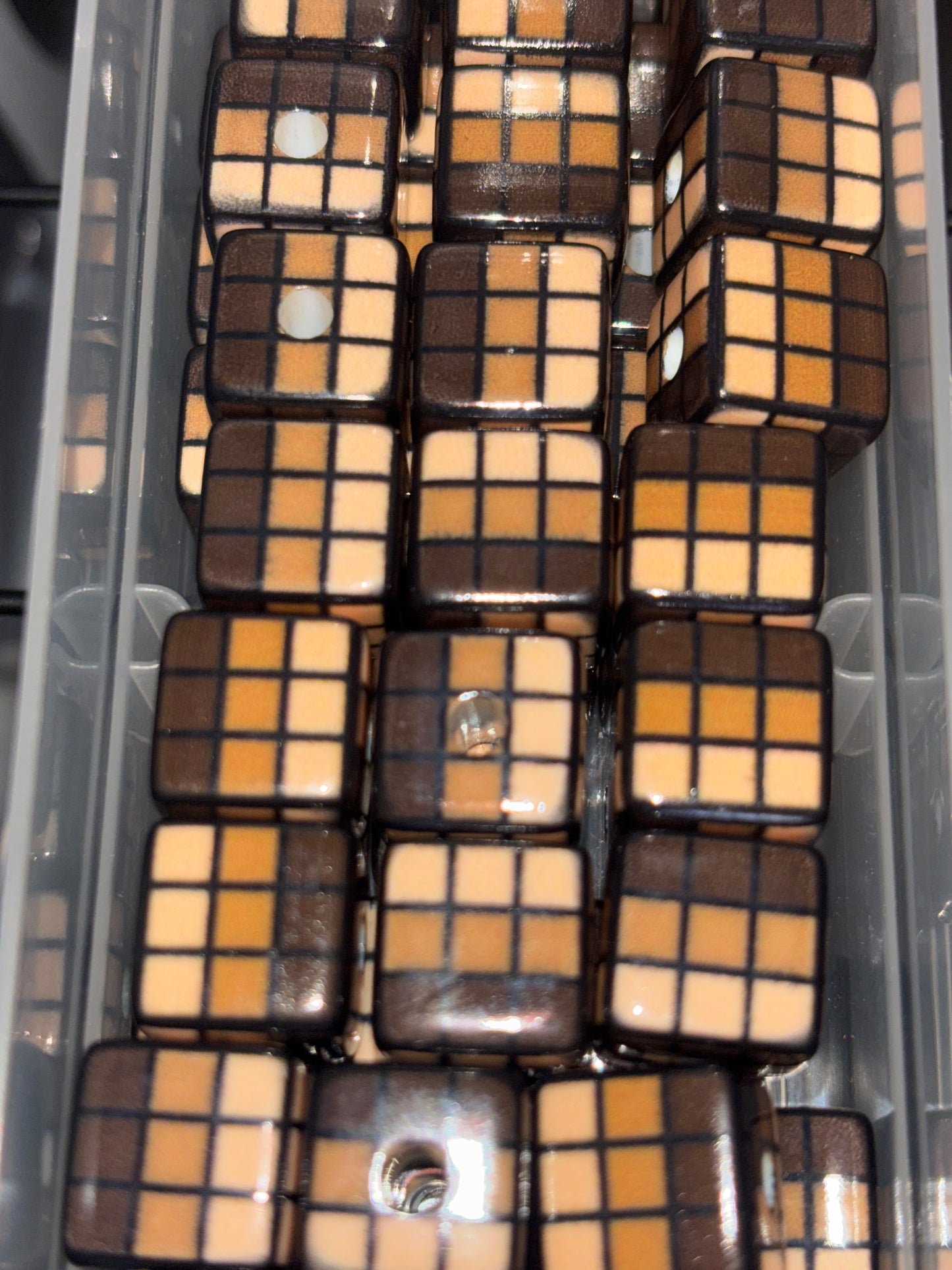 Brown  Rubiks cube bead