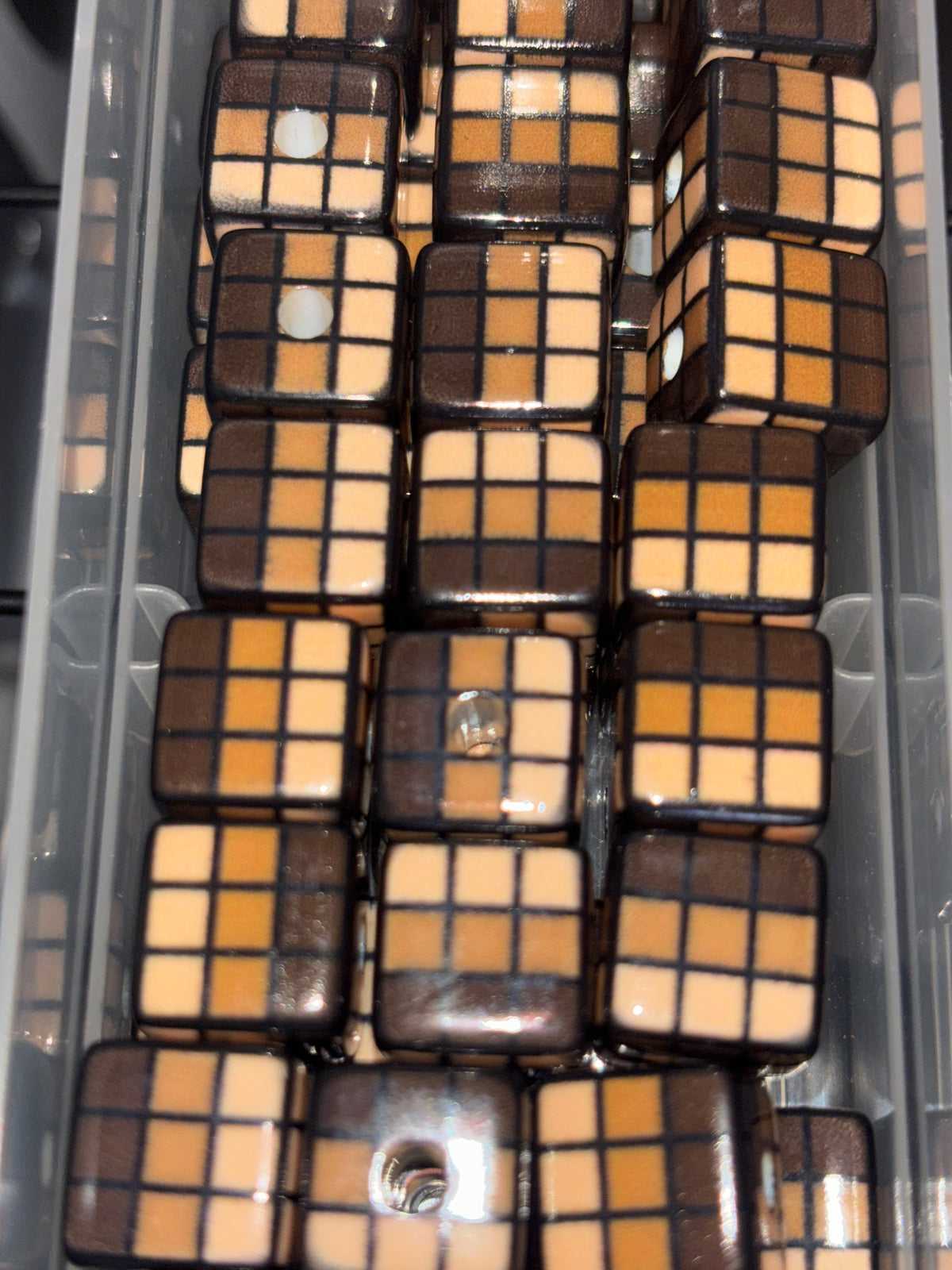 Brown  Rubiks cube bead #17