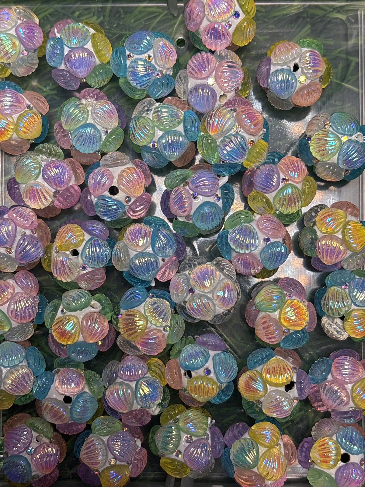 Colorful fancy Seashell acrylic 16 mm bead #62