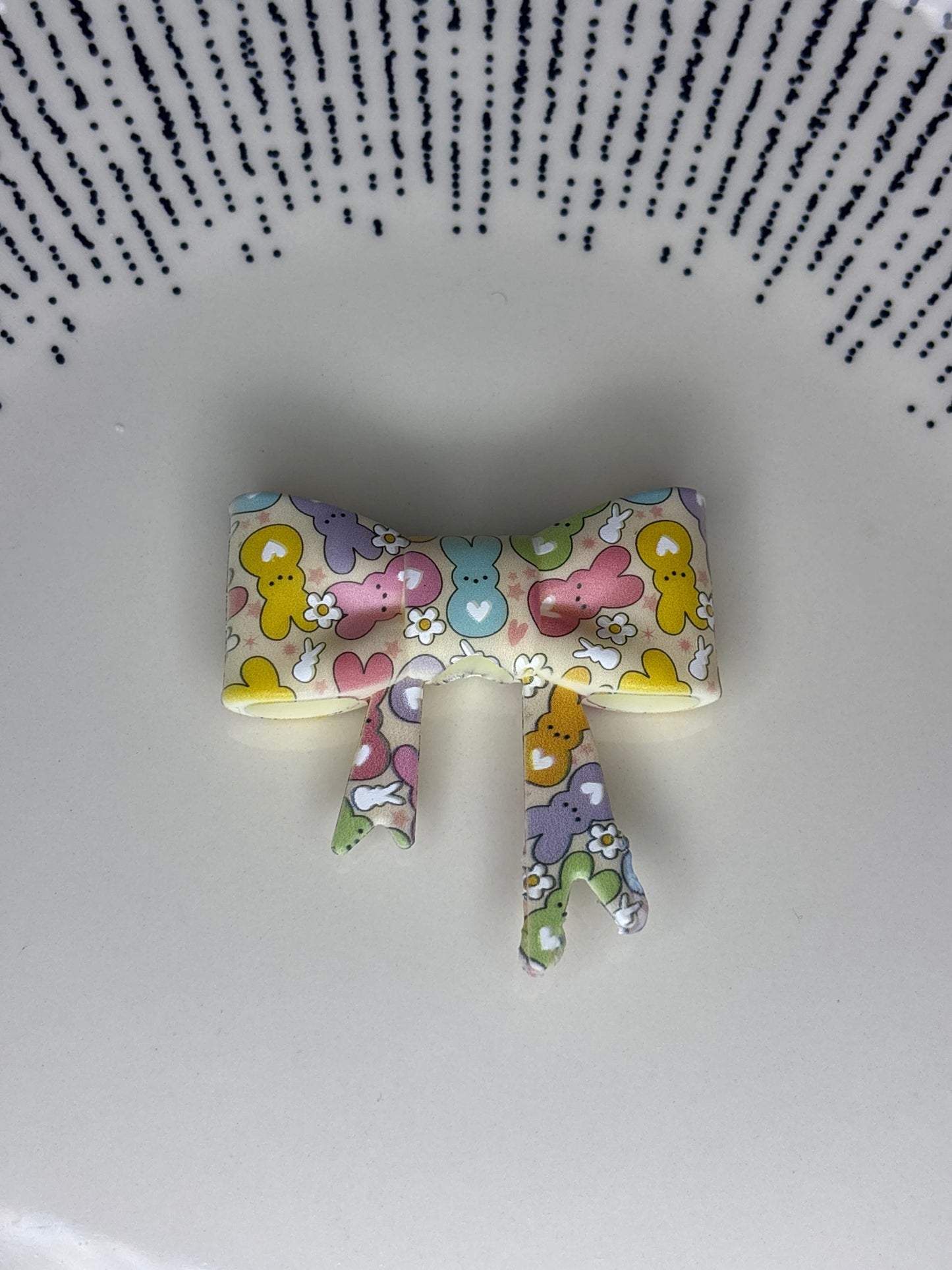 Colorful peeps straw topper bow #90