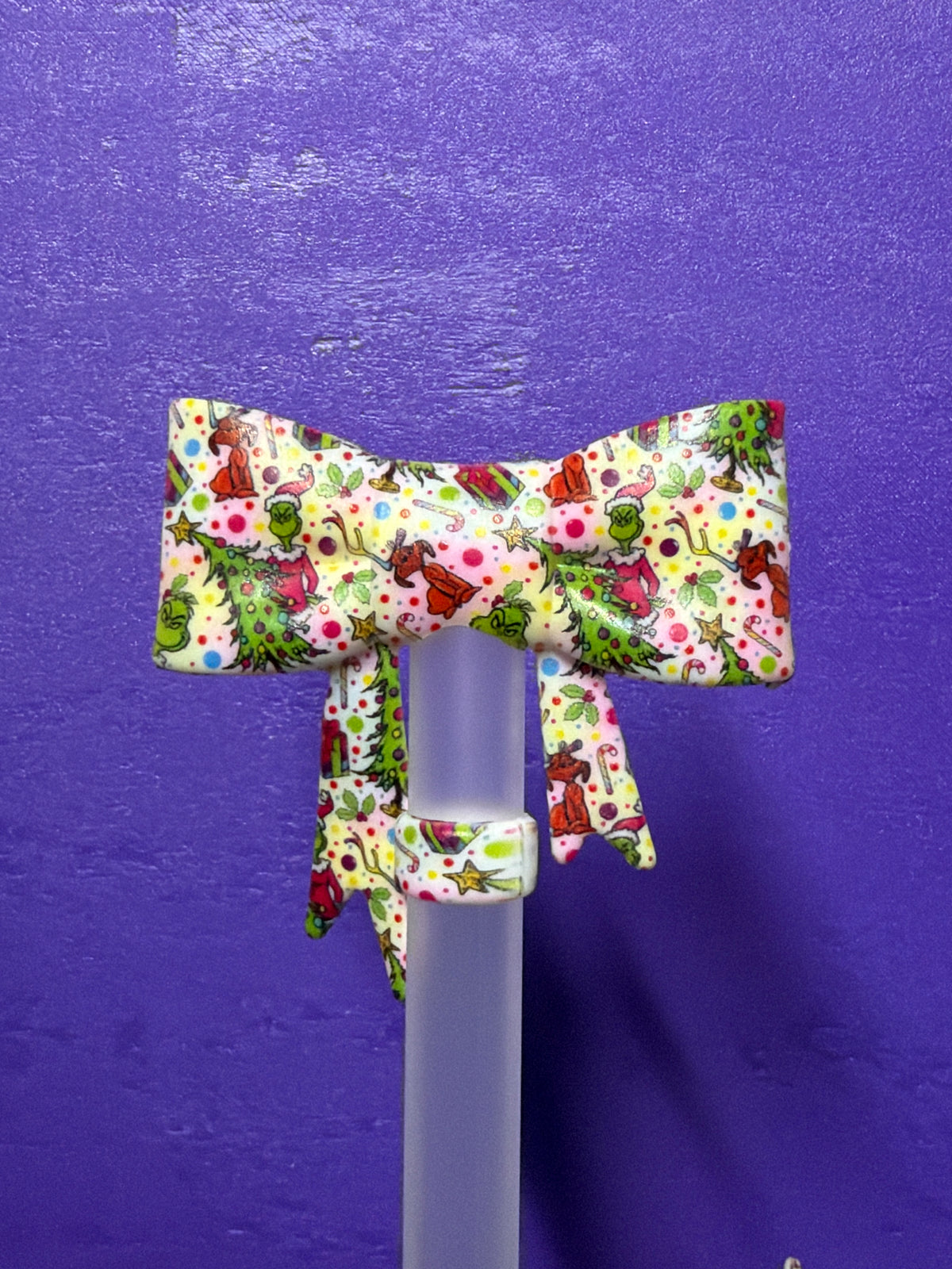 Grinch colorfull cristmas straw topper bow #41