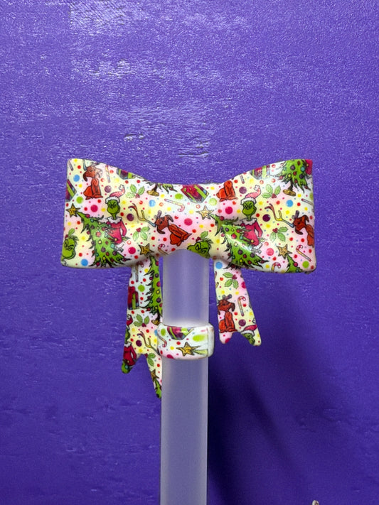 Grinch colorfull cristmas straw topper bow #41