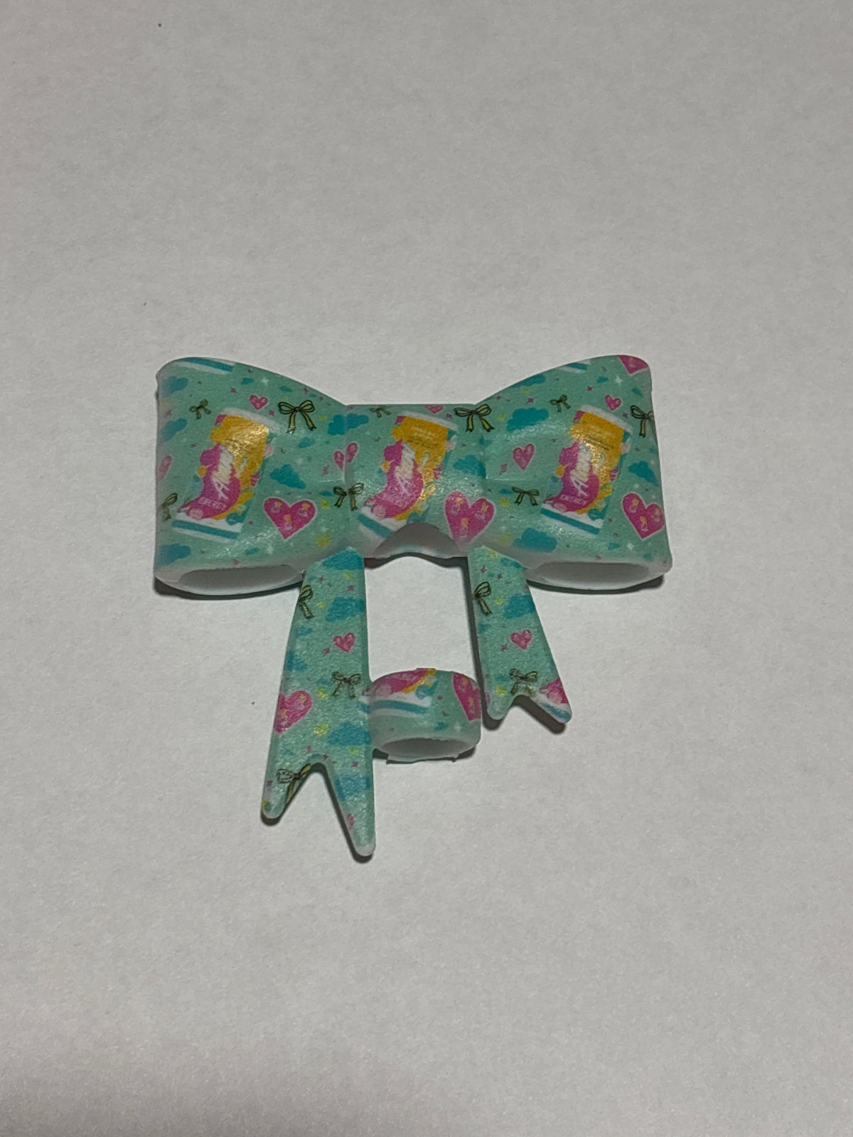 Green alani straw topper bow #18