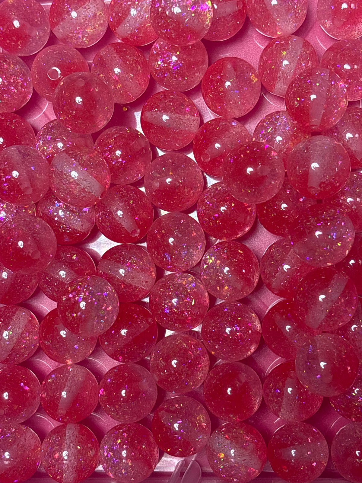 Pink sparkles acrylic 16 mm bead #55