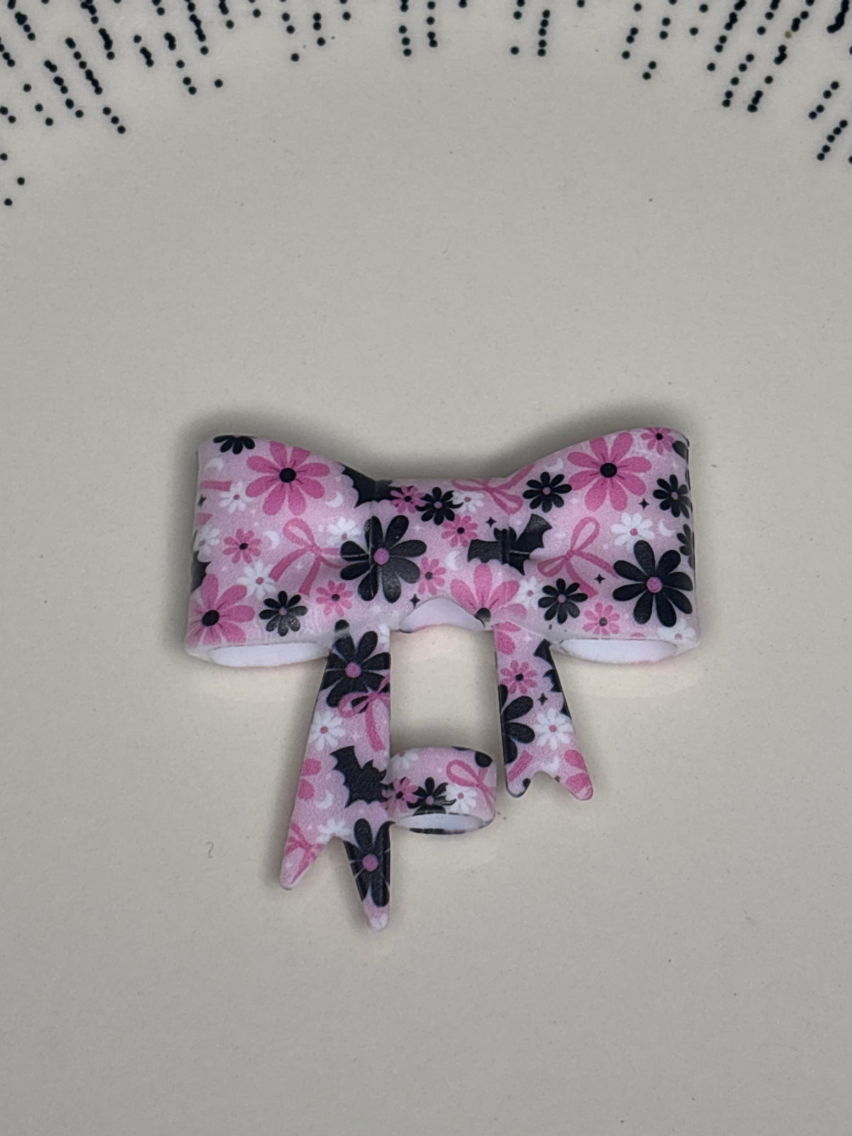 Pink flowers silicone straw topper bow#32