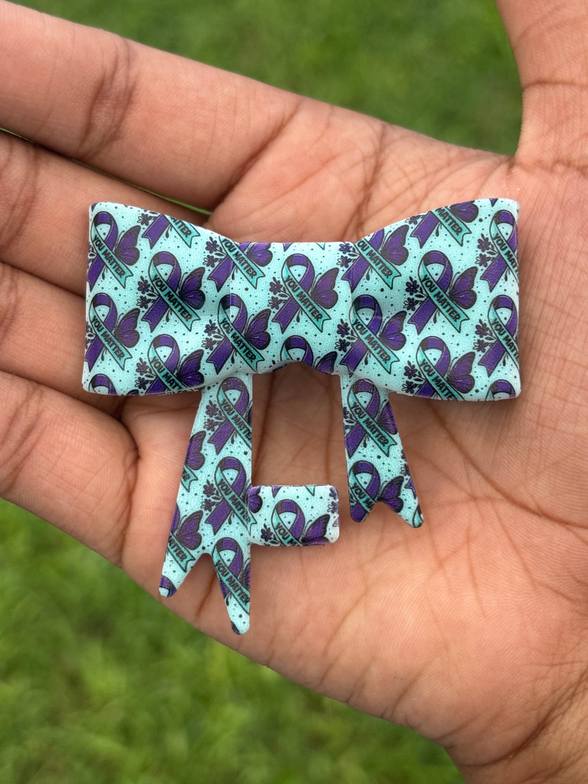(Ladreah Dreams exclusive+TSC) suicidal awareness (You matter ) straw topper bow