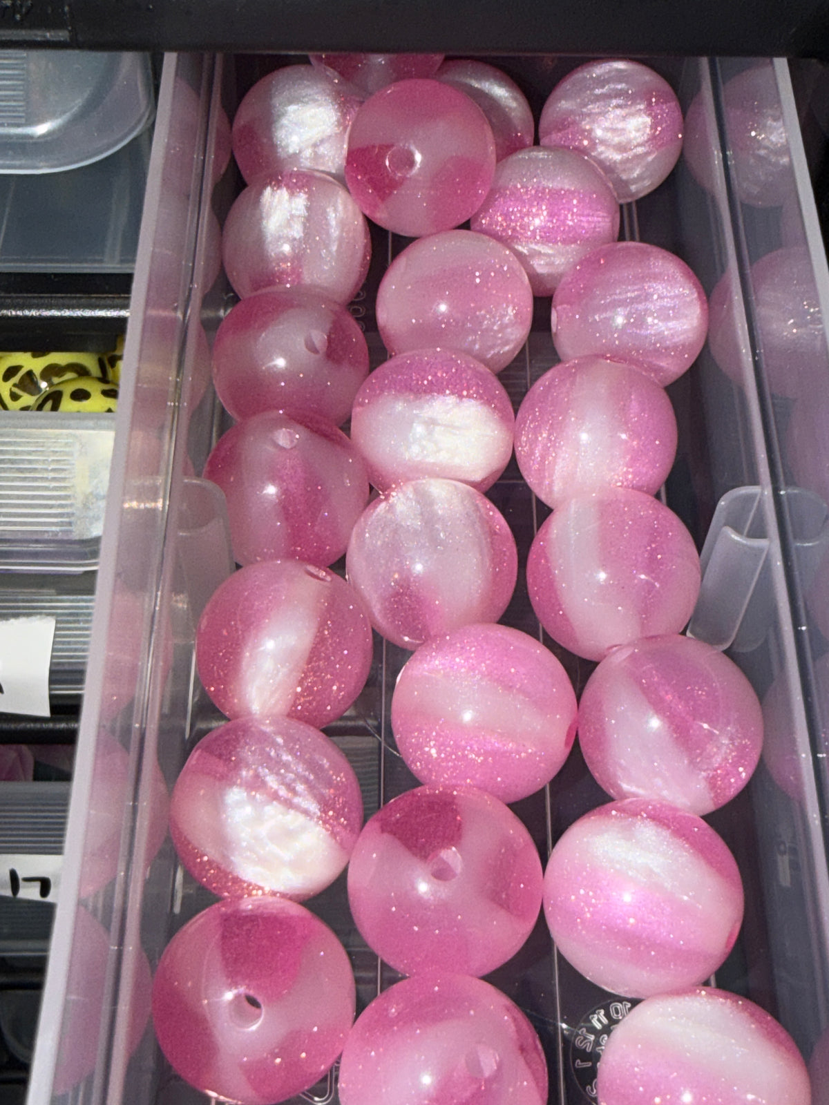 Pink sparkle acrylic bead #197