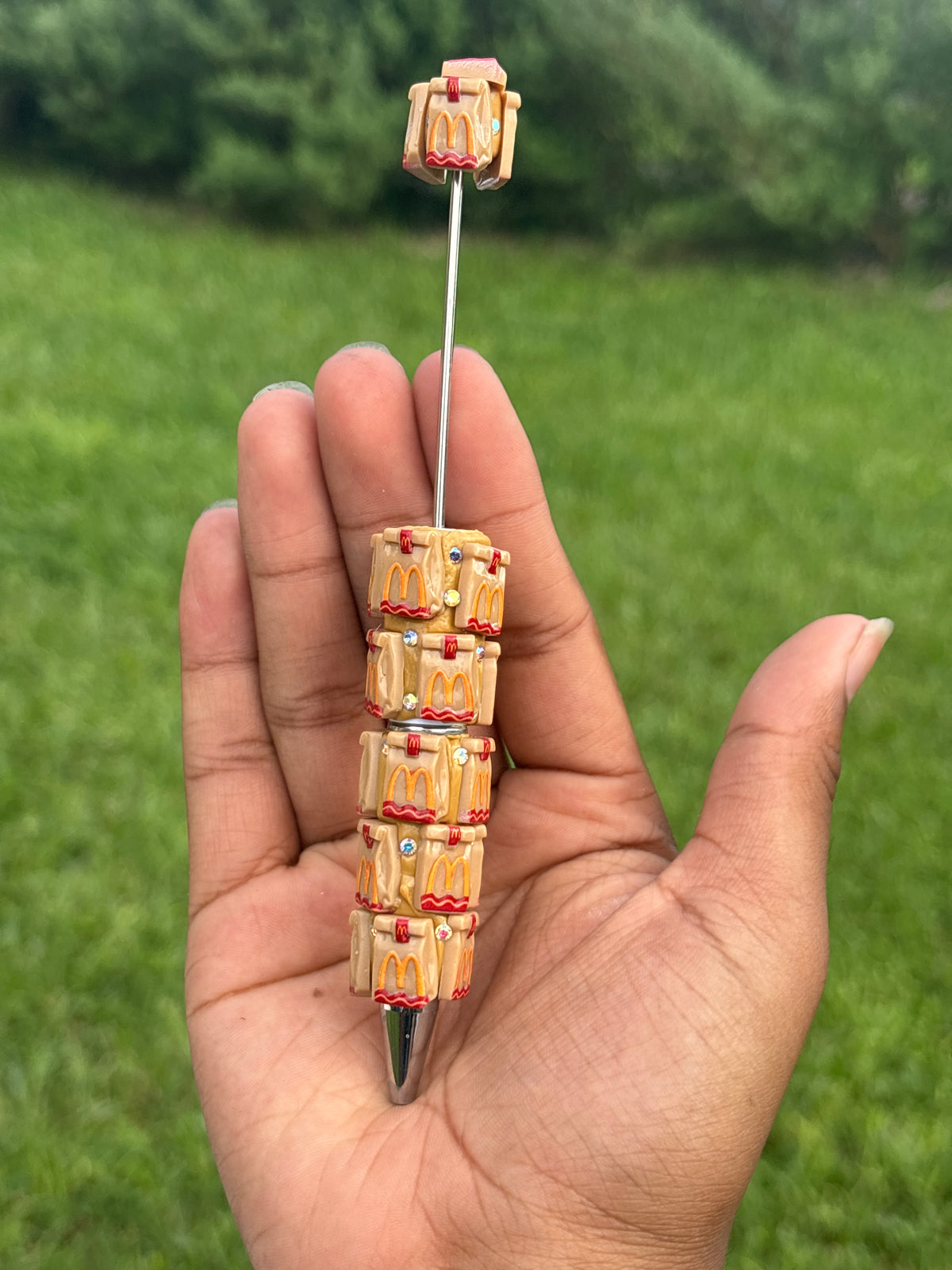 Brown McDonalds clay beadable rhinestone pen #71