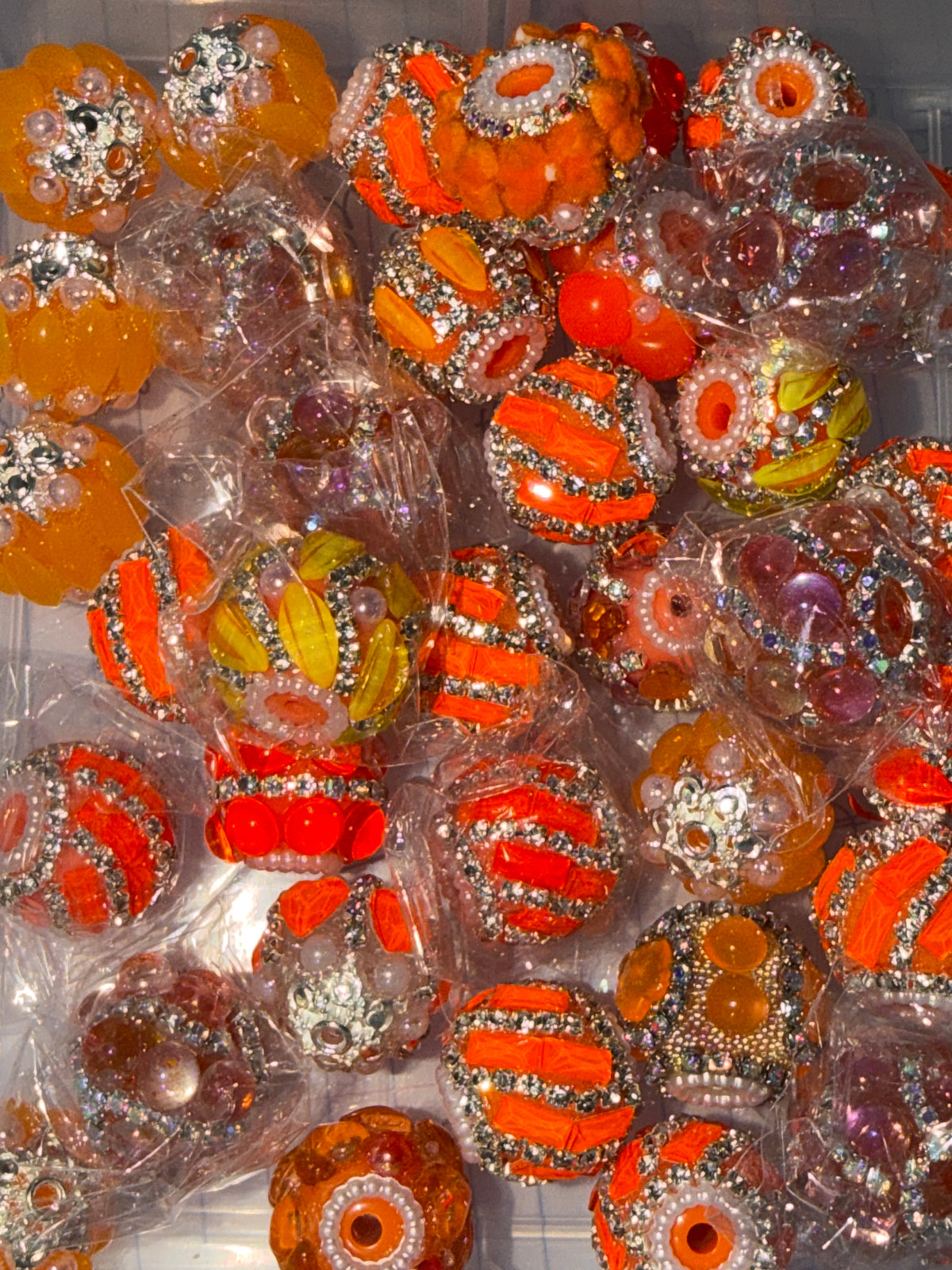 (Random pick ) Orange fancy bead #294