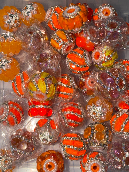 (Random pick ) Orange fancy bead #294