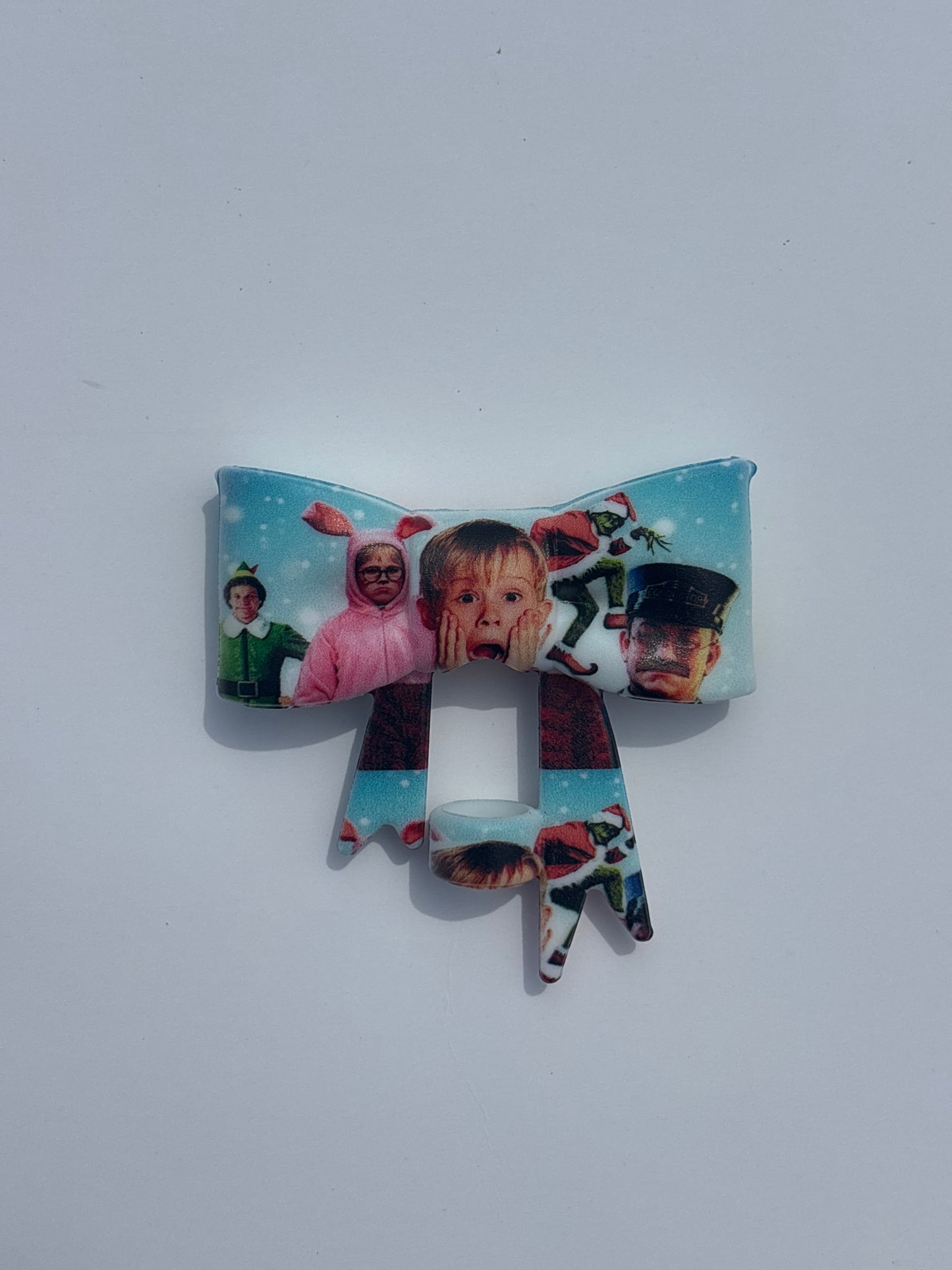 Christmas home alone straw topper bow #125