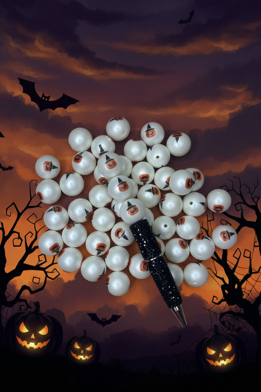 (170 ) 1 pc pumpkin with a hat acrylic bead