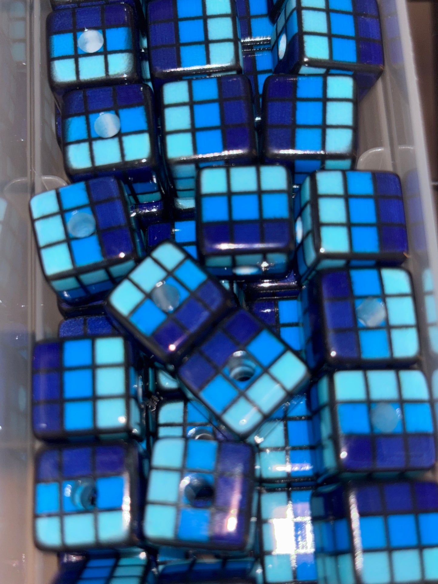 Blue Rubiks cube bead