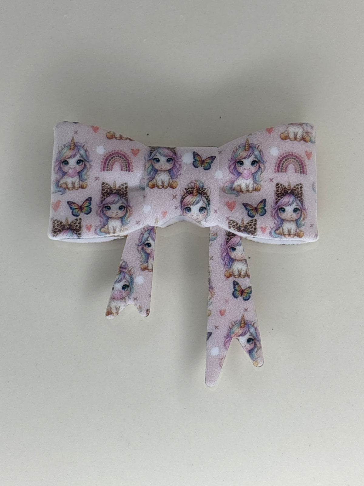 Pink, unicorn straw topper bow (O)