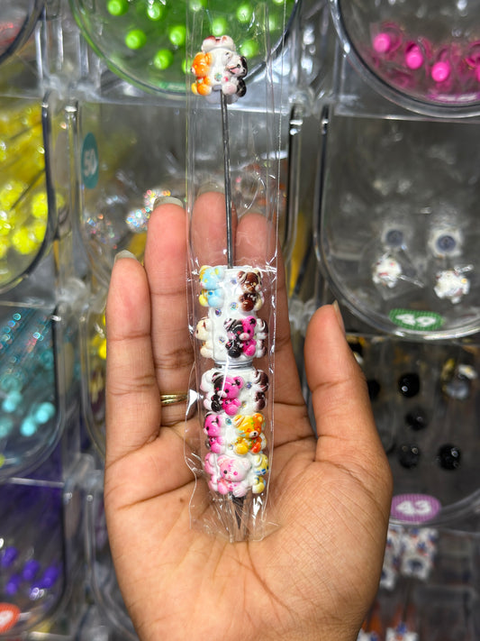 Colorful bears clay beadable pen #91