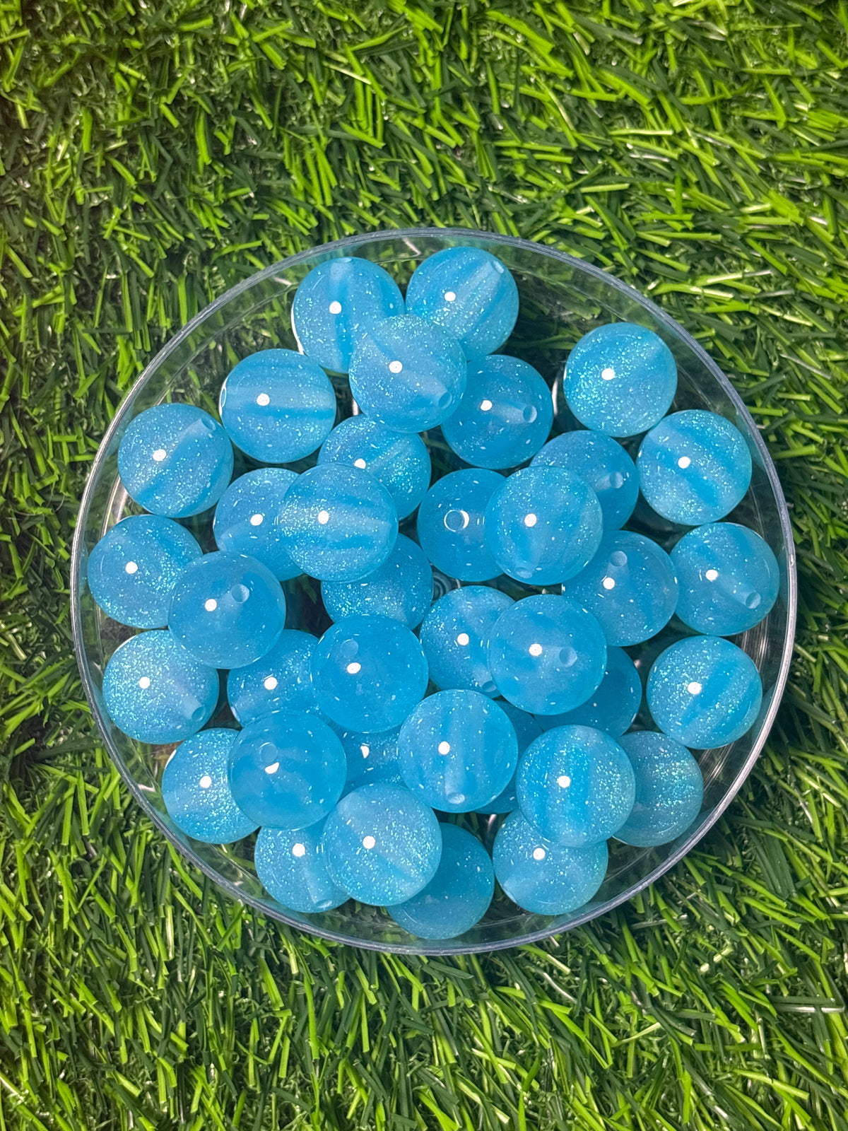 Light Blue glitter acrylic 16 mm bead #29