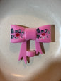 Pink burn silicone straw topper bow