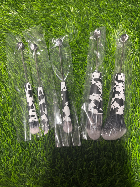 5 pc Cow print makeup brush set