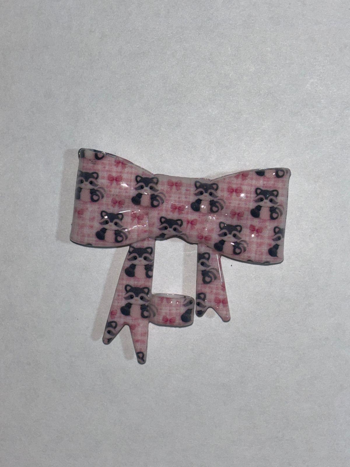 Pink raccoon straw topper bow #93