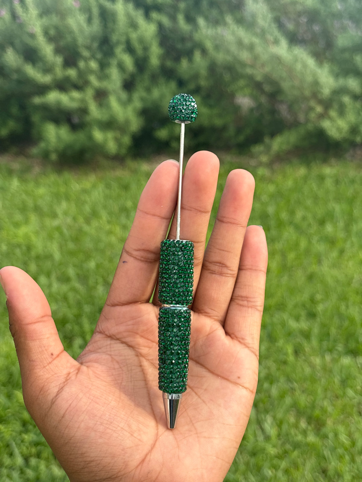 Dark green beadable rhinestone pen #64