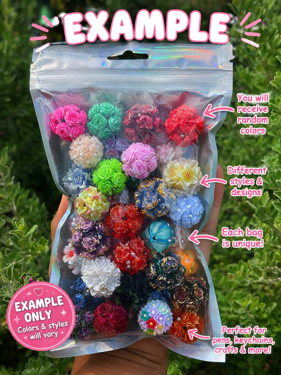 40 Mixed fancy flowers beads— Random Selection | $20