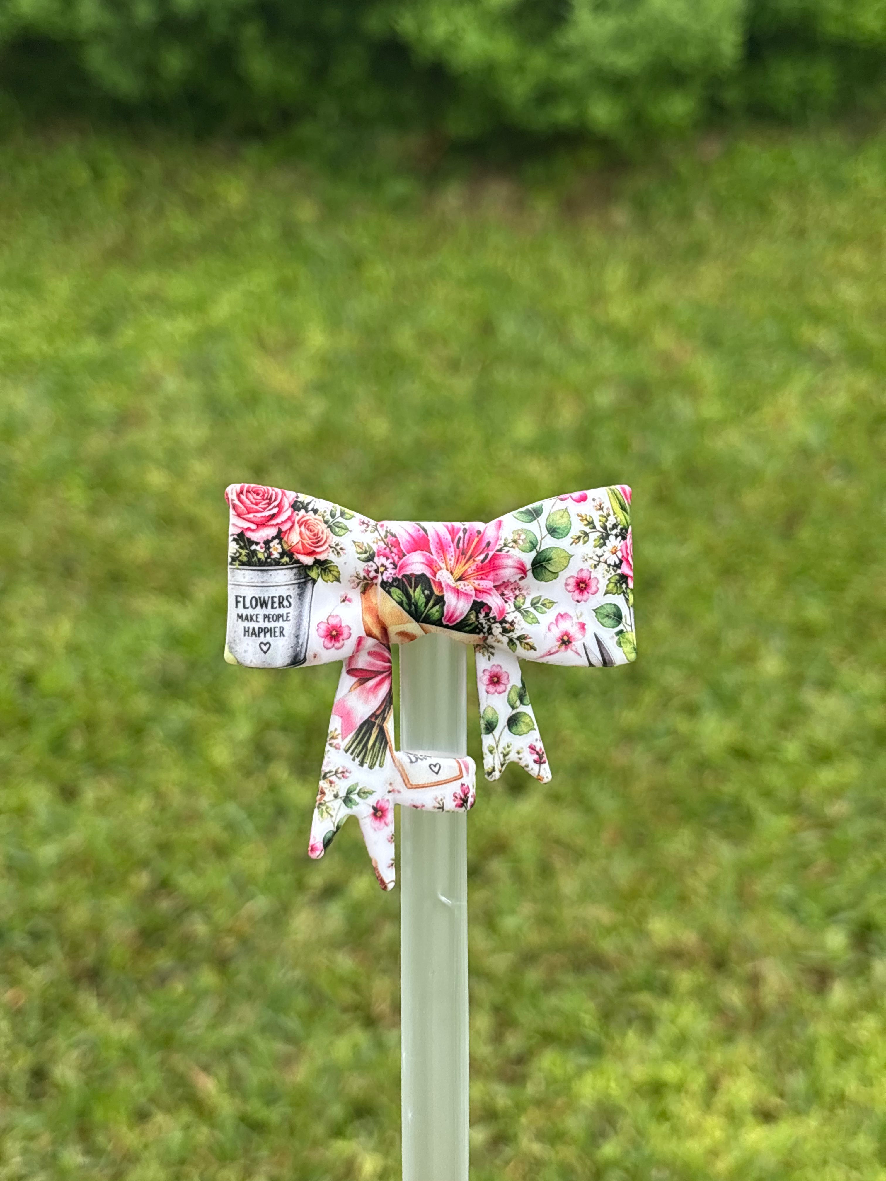 LD exclusive Flowers bouquet straw topper bow #906
