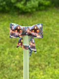LD exclusive Christmas plants straw topper bow #901
