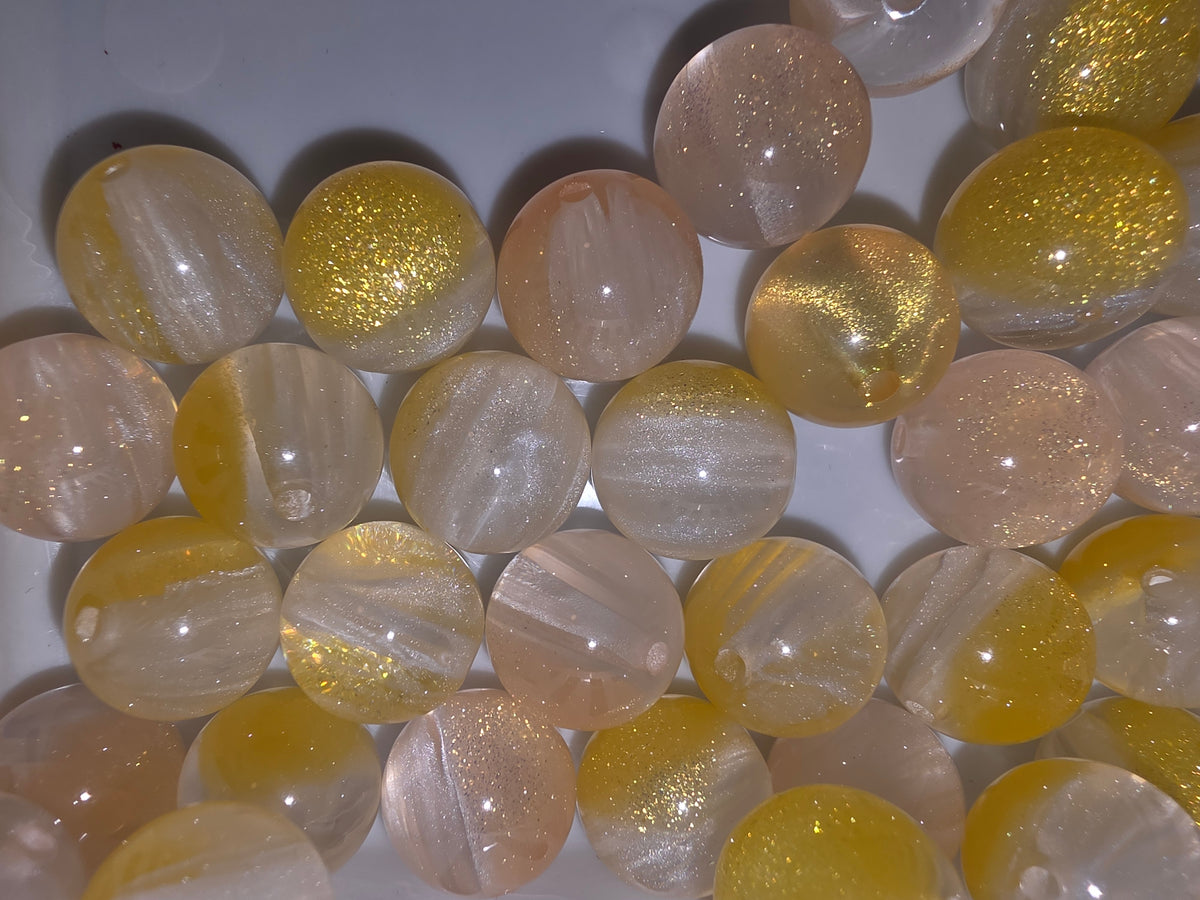Yellow/ white  16  mm acrylic bead #242